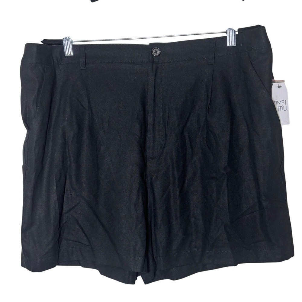 Time‎ and Tru Women's Linen Blend Black Shorts Casual and Chic Size XXL NWT